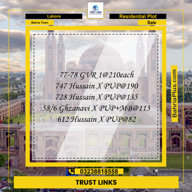 Residential Plot for Sale in Bahria Town, Lahore - (BP-307581)