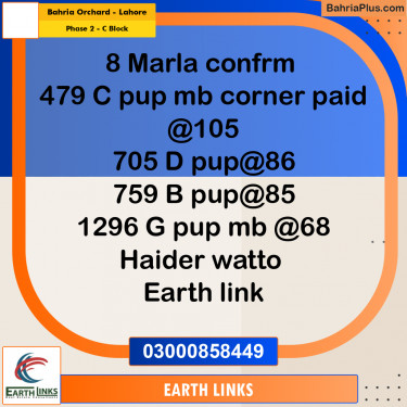 8 Marla Residential Plot for Sale in Phase 2 - C Block -  Bahria Orchard, Lahore - (BP-307660)