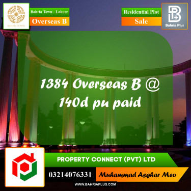 10 Marla Residential Plot for Sale in Overseas B -  Bahria Town, Lahore - (BP-307766)