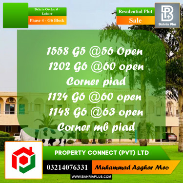 10 Marla Residential Plot for Sale in Phase 4 - G6 Block -  Bahria Orchard, Lahore - (BP-307767)