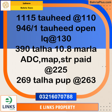 Residential Plot for Sale in Bahria Town, Lahore - (BP-307777)