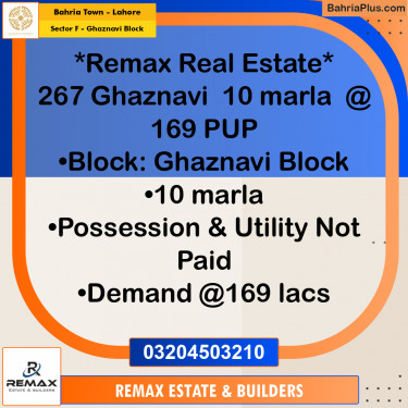 10 Marla Residential Plot for Sale in Sector F - Ghaznavi Block -  Bahria Town, Lahore - (BP-307780)