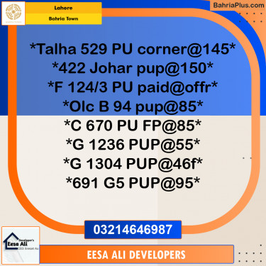 Residential Plot for Sale in Bahria Town, Lahore - (BP-307783)