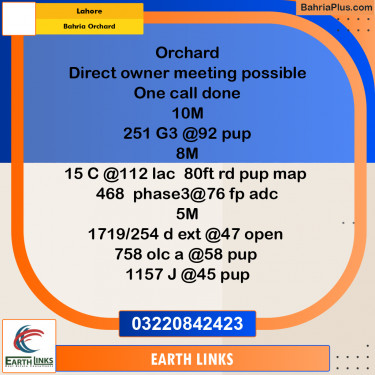 Residential Plot for Sale in Bahria Orchard, Lahore - (BP-307807)