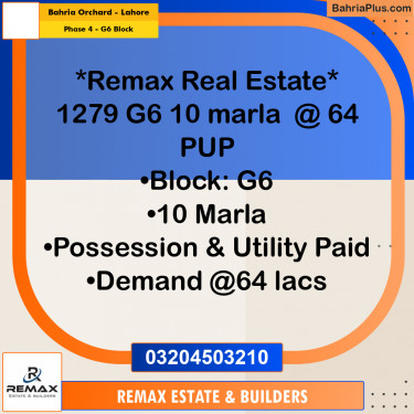 10 Marla Residential Plot for Sale in Phase 4 - G6 Block -  Bahria Orchard, Lahore - (BP-307831)