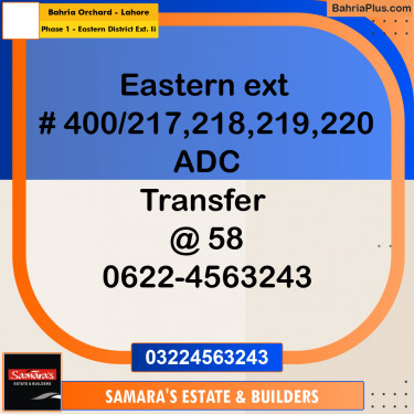 5 Marla Residential Plot for Sale in Phase 1 - Eastern District Ext. II -  Bahria Orchard, Lahore - (BP-307886)