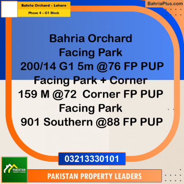 5 Marla Residential Plot for Sale in Phase 4 - G1 Block -  Bahria Orchard, Lahore - (BP-307925)