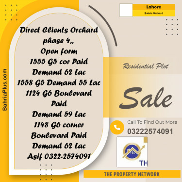 Residential Plot for Sale in Bahria Orchard, Lahore - (BP-307955)