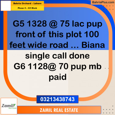 10 Marla Residential Plot for Sale in Phase 4 - G5 Block -  Bahria Orchard, Lahore - (BP-307967)