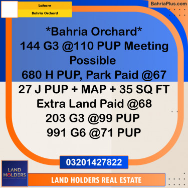 Residential Plot for Sale in Bahria Orchard, Lahore - (BP-307971)