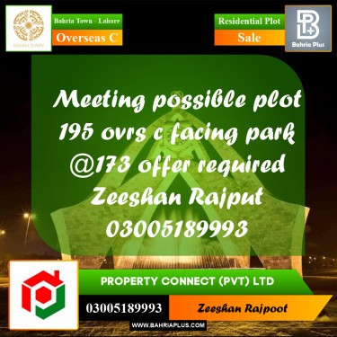 Residential Plot for Sale in Overseas C -  Bahria Town, Lahore - (BP-307988)