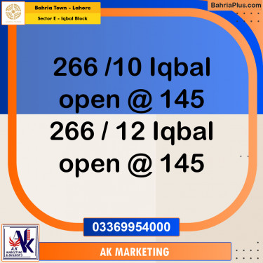 10 Marla Residential Plot for Sale in Sector E - Iqbal Block -  Bahria Town, Lahore - (BP-307995)
