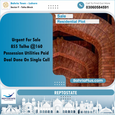 10 Marla Residential Plot for Sale in Sector F - Talha Block -  Bahria Town, Lahore - (BP-308086)