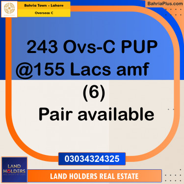 10 Marla Residential Plot for Sale in Overseas C -  Bahria Town, Lahore - (BP-308162)