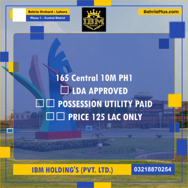 10 Marla Residential Plot for Sale in Phase 1 - Central District -  Bahria Orchard, Lahore - (BP-308172)