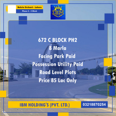 8 Marla Residential Plot for Sale in Phase 2 - C Block -  Bahria Orchard, Lahore - (BP-308178)