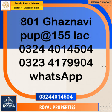 Residential Plot for Sale in Sector F - Ghaznavi Block -  Bahria Town, Lahore - (BP-308200)