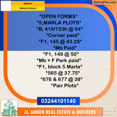 Residential Plot for Sale in Bahria Orchard, Lahore - (BP-308212)
