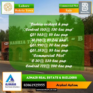 Commercial Plot for Sale in Bahria Town, Lahore - (BP-308234)