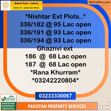 5 Marla Residential Plot for Sale in Sector G - Lalak Jan Block -  Bahria Town, Lahore - (BP-308295)