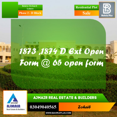 8 Marla Residential Plot for Sale in Phase 2 - D Block -  Bahria Orchard, Lahore - (BP-308358)
