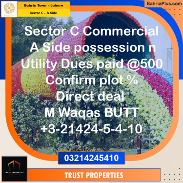 Commercial Plot for Sale in Sector C - A Side -  Bahria Town, Lahore - (BP-308451)