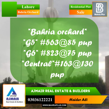 Residential Plot for Sale in Bahria Orchard, Lahore - (BP-308468)