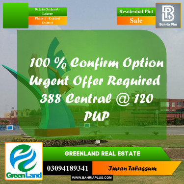 10 Marla Residential Plot for Sale in Phase 1 - Central District -  Bahria Orchard, Lahore - (BP-308546)
