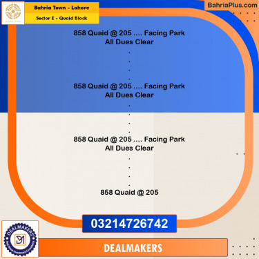 10 Marla Residential Plot for Sale in Sector E - Quaid Block -  Bahria Town, Lahore - (BP-308613)