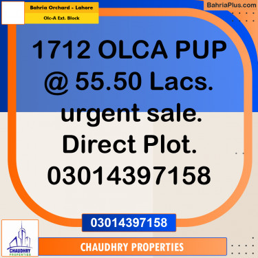 5 Marla Residential Plot for Sale in OLC-A Ext. Block -  Bahria Orchard, Lahore - (BP-308692)