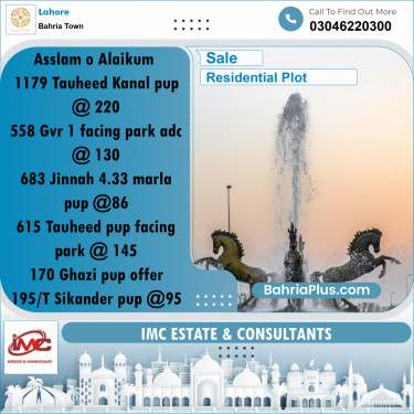 Residential Plot for Sale in Bahria Town, Lahore - (BP-308779)