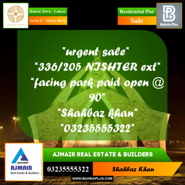 5 Marla Residential Plot for Sale in Sector E - Nishtar Block -  Bahria Town, Lahore - (BP-308827)