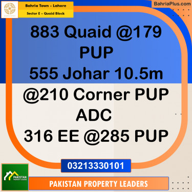 10 Marla Residential Plot for Sale in Sector E - Quaid Block -  Bahria Town, Lahore - (BP-308860)