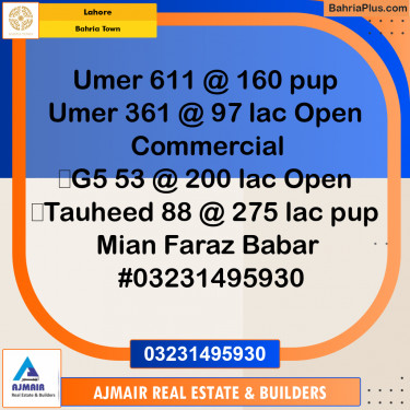 5 Marla Commercial Plot for Sale in Bahria Town, Lahore - (BP-308861)