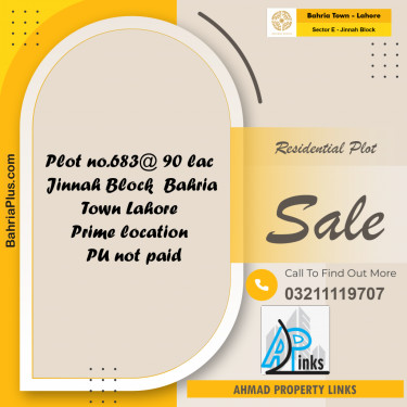 4 Marla Residential Plot for Sale in Sector E - Jinnah Block -  Bahria Town, Lahore - (BP-308870)