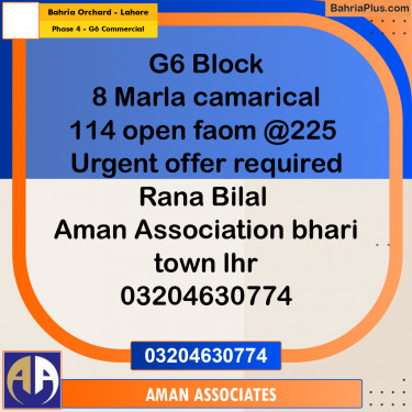 8 Marla Commercial Plot for Sale in Phase 4 - G6 Commercial -  Bahria Orchard, Lahore - (BP-308907)