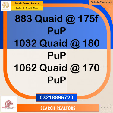 10 Marla Residential Plot for Sale in Sector E - Quaid Block -  Bahria Town, Lahore - (BP-308915)