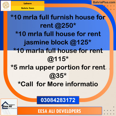 Residential House for Rent in Bahria Town, Lahore - (BP-308948)