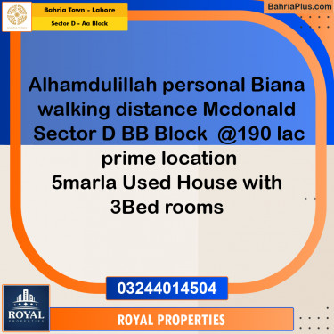 Residential Plot for Sale in Sector D - AA Block -  Bahria Town, Lahore - (BP-309022)