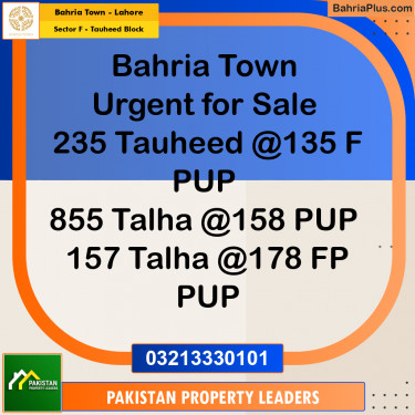 10 Marla Residential Plot for Sale in Sector F - Tauheed Block -  Bahria Town, Lahore - (BP-309066)