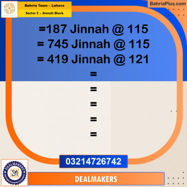 5 Marla Residential Plot for Sale in Sector E - Jinnah Block -  Bahria Town, Lahore - (BP-309095)