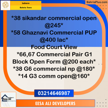 Commercial Plot for Sale in Bahria Town, Lahore - (BP-309125)