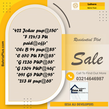 Residential Plot for Sale in Bahria Town, Lahore - (BP-309127)
