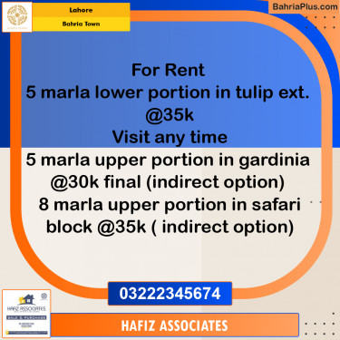 Residential House for Rent in Bahria Town, Lahore - (BP-309158)
