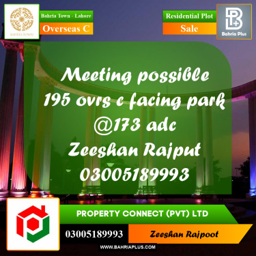 Residential Plot for Sale in Overseas C -  Bahria Town, Lahore - (BP-309215)