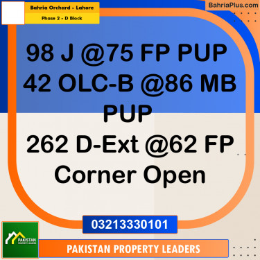 8 Marla Residential Plot for Sale in Phase 2 - D Block -  Bahria Orchard, Lahore - (BP-309224)