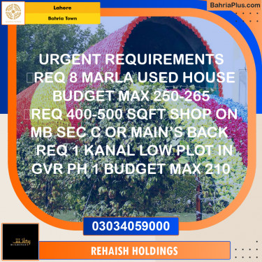 Residential Plot for Sale in Bahria Town, Lahore - (BP-309268)