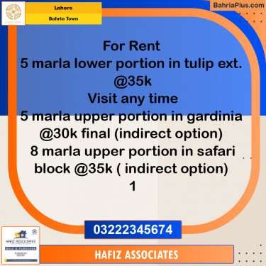Residential House for Rent in Bahria Town, Lahore - (BP-309310)