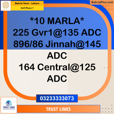 10 Marla Residential Plot for Sale in Golf Phase 1 -  Bahria Town, Lahore - (BP-309335)