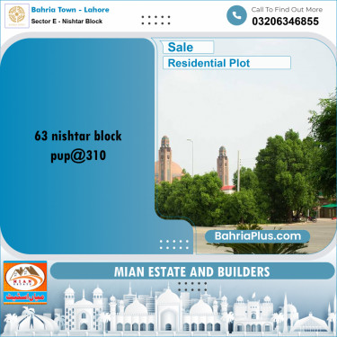 1 Kanal Residential Plot for Sale in Sector E - Nishtar Block -  Bahria Town, Lahore - (BP-309384)